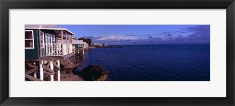 Framed Cabanas on the beach, Bermuda Print