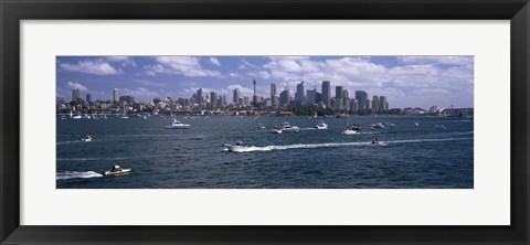 Framed Boats in the sea, Sydney Harbor, Sydney, New South Wales, Australia Print