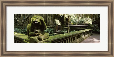 Framed Statue of a monkey in a temple, Bathing Temple, Ubud Monkey Forest, Ubud, Bali, Indonesia Print