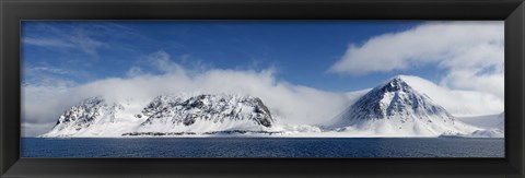 Framed Snow covered mountains, Magdalene Fjord, Spitsbergen, Svalbard Islands, Norway Print