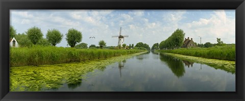 Framed Traditional windmill along with a canal, Damme, Belgium Print