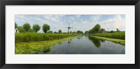 Framed Traditional windmill along with a canal, Damme, Belgium Print