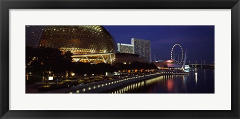 Framed Concert hall at the waterfront, Esplanade Theater, The Singapore Flyer, Singapore River, Singapore Print