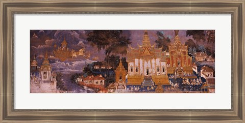 Framed Ramayana murals in a palace, Royal Palace, Phnom Penh, Cambodia Print