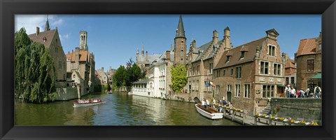 Framed Buildings at the waterfront, Rozenhoedkaai, Bruges, West Flanders, Belgium Print