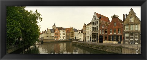 Framed Buildings along a canal, Bruges, West Flanders, Belgium Print