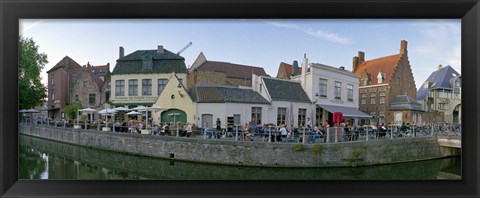 Framed Buildings at the waterfront, Bruges, West Flanders, Belgium Print