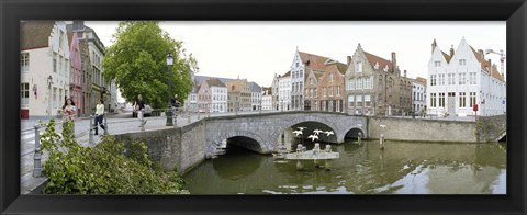 Framed Bridge across a channel, Bruges, West Flanders, Belgium Print