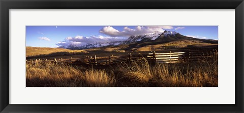 Framed Fence with mountains in the background, Colorado Print