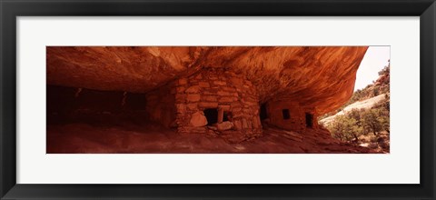 Framed Dwelling structures on a cliff, Anasazi Ruins, Mule Canyon, Utah, USA Print