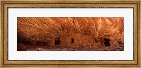 Framed House Of Fire in orange, Anasazi Ruins, Mule Canyon, Utah, USA Print