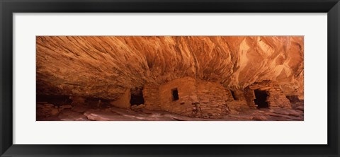 Framed House Of Fire in orange, Anasazi Ruins, Mule Canyon, Utah, USA Print