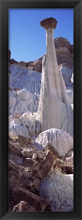 Framed Pinnacle formations on an arid landscape, Wahweap Hoodoos, Arizona, USA Print