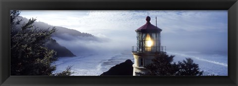 Framed Top of Heceta Head Lighthouse in the Mist, Oregon Print