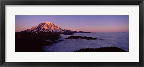 Framed Sea of clouds with mountains in the background, Mt Rainier, Pierce County, Washington State, USA Print