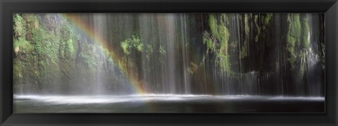 Framed Rainbow formed in front of waterfall in a forest, near Dunsmuir, California Print