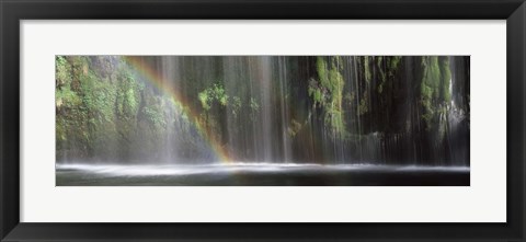 Framed Rainbow formed in front of waterfall in a forest, near Dunsmuir, California Print