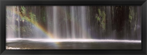 Framed Rainbow formed in front of waterfall in a forest, California, USA Print