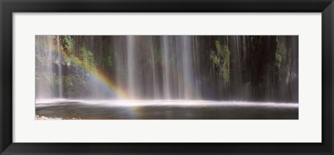 Framed Rainbow formed in front of waterfall in a forest, California, USA Print