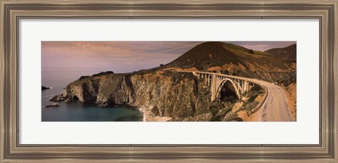 Framed Bridge on a hill, Bixby Bridge, Big Sur, California, USA Print