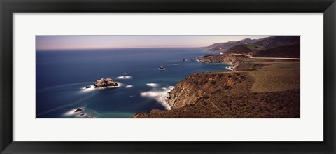 Framed High angle view of a coastline, Big Sur, night time long exposure, California, USA Print