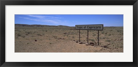 Framed Tropic Of Capricorn sign in a desert, Namibia Print