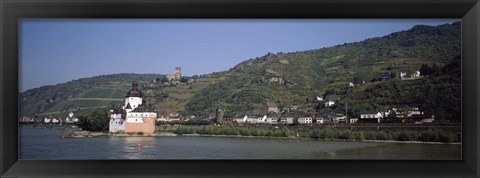 Framed Castle at the waterfront, Pfalz Castle, Rhine River, Kaub, Koblenz, Rhineland-Palatinate, Germany Print