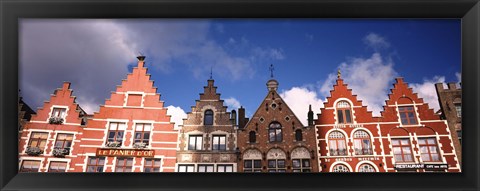 Framed Low angle view of colorful buildings, Main Square, Bruges, West Flanders, Flemish Region, Belgium Print