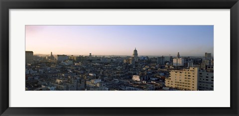 Framed High angle view of a city, Old Havana, Havana, Cuba (Blue and Purple Sky) Print