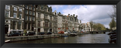 Framed Cars Parked along a Canal, Amsterdam, Netherlands Print