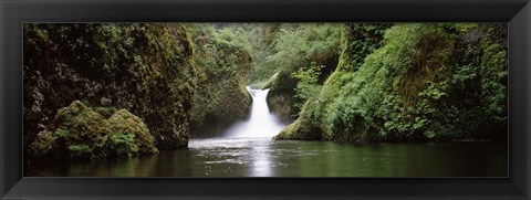 Framed Waterfall in a forest, Punch Bowl Falls, Eagle Creek, Hood River County, Oregon, USA Print