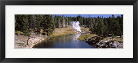 Framed Geothermal vent on a riverbank, Yellowstone National Park, Wyoming, USA Print