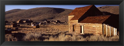 Framed Abandoned houses in a village, Bodie Ghost Town, California, USA Print