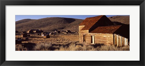 Framed Abandoned houses in a village, Bodie Ghost Town, California, USA Print