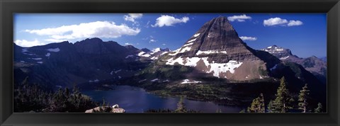 Framed Mountain range at the lakeside, Bearhat Mountain, Hidden Lake, Us Glacier National Park, Montana, USA Print