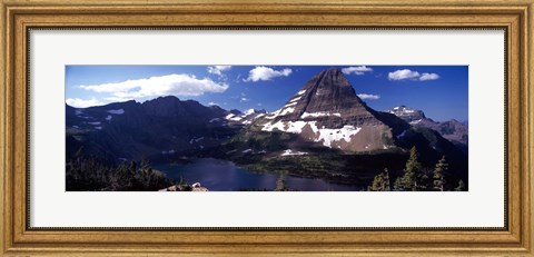 Framed Mountain range at the lakeside, Bearhat Mountain, Hidden Lake, Us Glacier National Park, Montana, USA Print