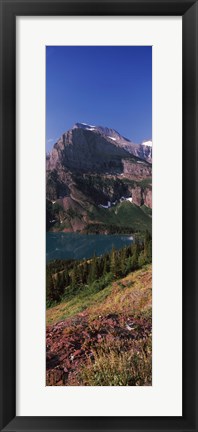 Framed Lake near a mountain, US Glacier National Park, Montana, USA Print