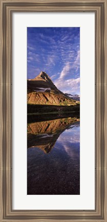 Framed Reflection of a mountain in a lake, Alpine Lake, US Glacier National Park, Montana, USA Print