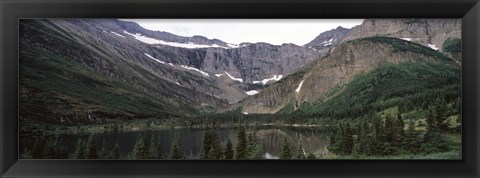 Framed Lake surrounded with mountains, Mountain Lake, US Glacier National Park, Montana, USA Print