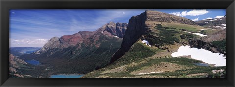 Framed Lake surrounded with mountains, Alpine Lake, US Glacier National Park, Montana Print