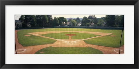 Framed Baseball diamond looked through the net, Doubleday Field, Cooperstown, Venango County, Pennsylvania, USA Print