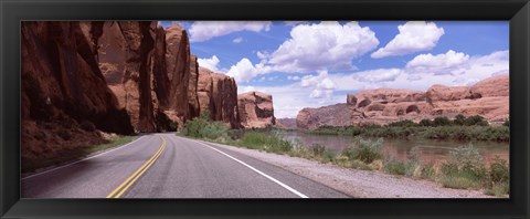 Framed Highway along rock formations, Utah State Route 279, Utah, USA Print