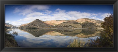 Framed Reflection of Vineyards in the River, Cima Corgo, Duoro River, Portugal Print