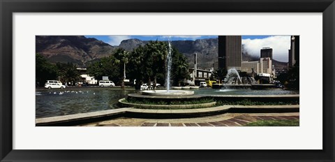 Framed Fountain with Table Mountain in the background, Cape Town, Western Cape Province, South Africa Print