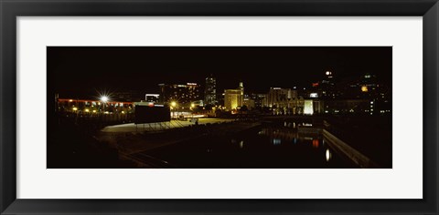 Framed City lit up at night, Cape Town, Western Cape Province, South Africa Print