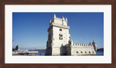 Framed Tower at the riverbank, Belem Tower, Lisbon, Portugal Print