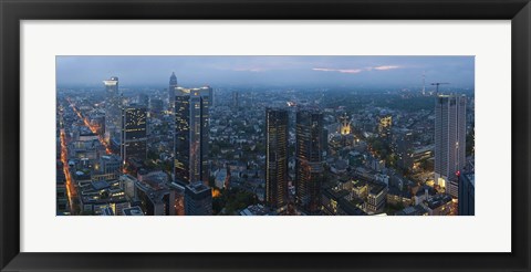 Framed Aerial view of a city, Frankfurt, Hesse, Germany Print