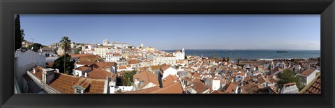 Framed High angle view of a city, Sao Vicente da Fora, Largo das Portas do Sol, Alfama, Lisbon, Portugal Print