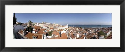 Framed High angle view of a city, Sao Vicente da Fora, Largo das Portas do Sol, Alfama, Lisbon, Portugal Print