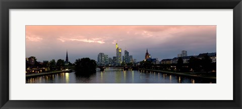 Framed Reflection of buildings in water, Main River, Frankfurt, Hesse, Germany 2010 Print